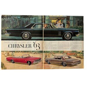 Vintage 63 Chrysler 2 Page Cut Advertisement Print Ad 1962 Life Magazine READ